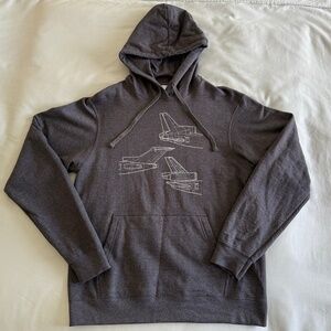 Airplane/Airliner 'Trijet' Pullover Hoodie - Heather Grey - Men's Size Medium